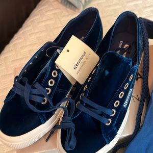 Superga navy velvet sneakers